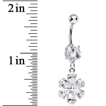 Crystalline Gem Flower Dazzler Dangle Belly Ring