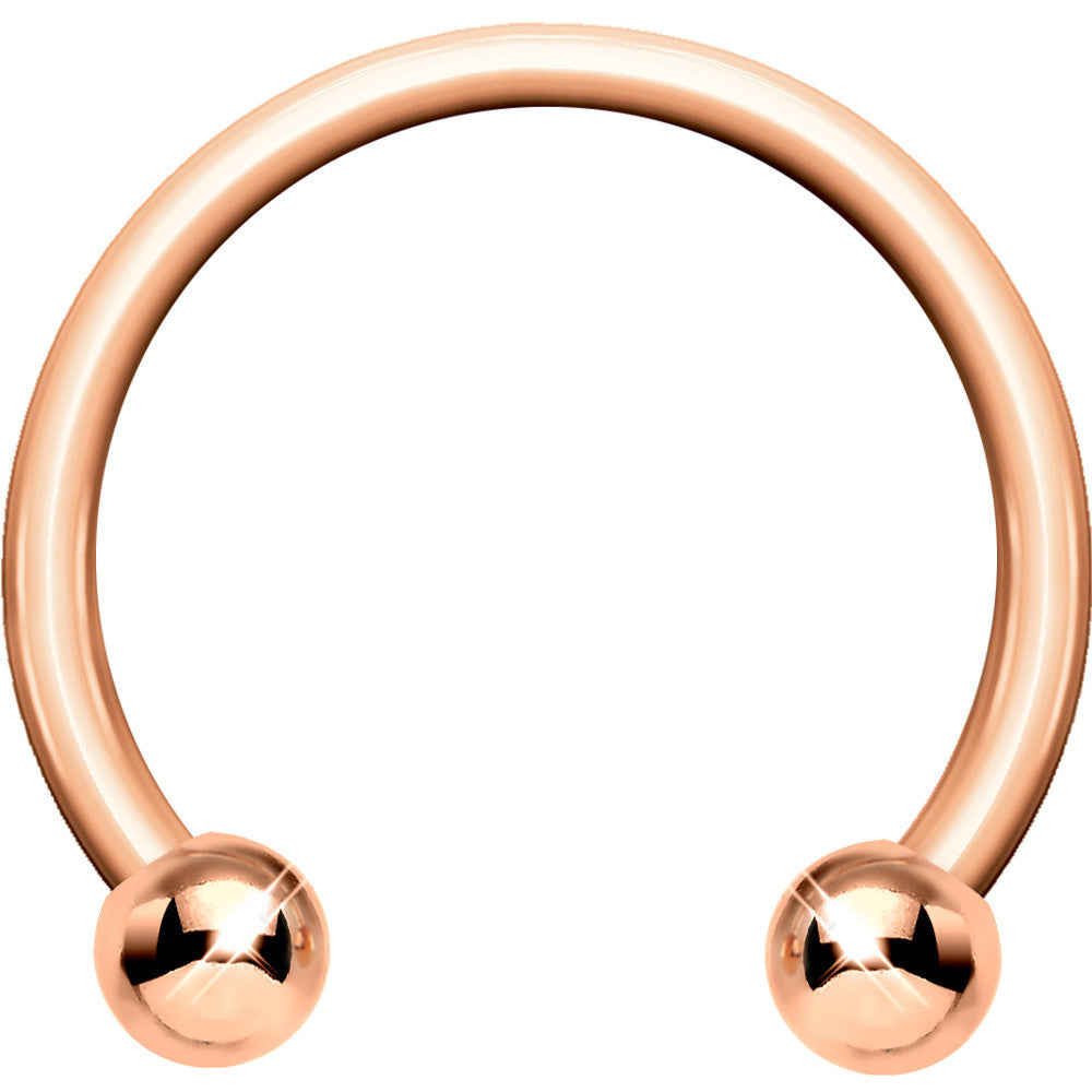 16 Gauge Rose Gold Circular Horseshoe Barbell 7/16 3mm Ball