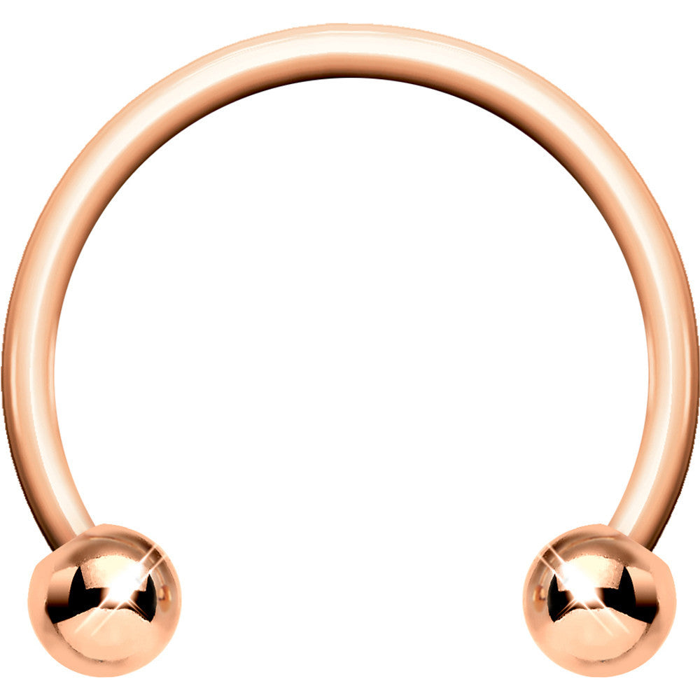 18 Gauge Rose Gold Circular Horseshoe Barbell 7/16 3mm Ball