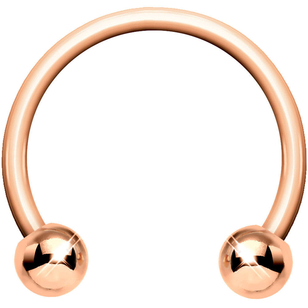 18 Gauge Rose Gold  Circular Horseshoe Barbell 3/8 3mm Ball