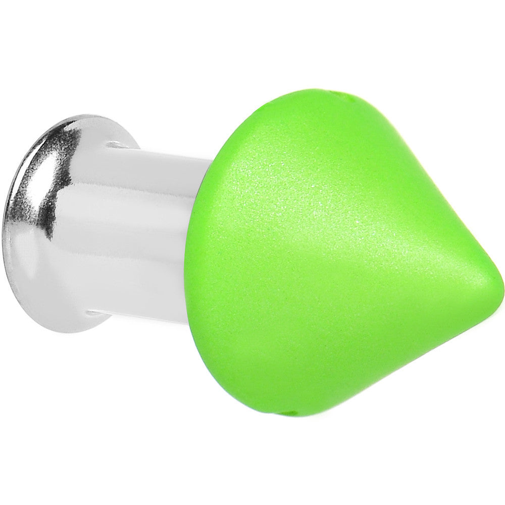 2 Gauge Green Neon Cone Stainless Steel Plug