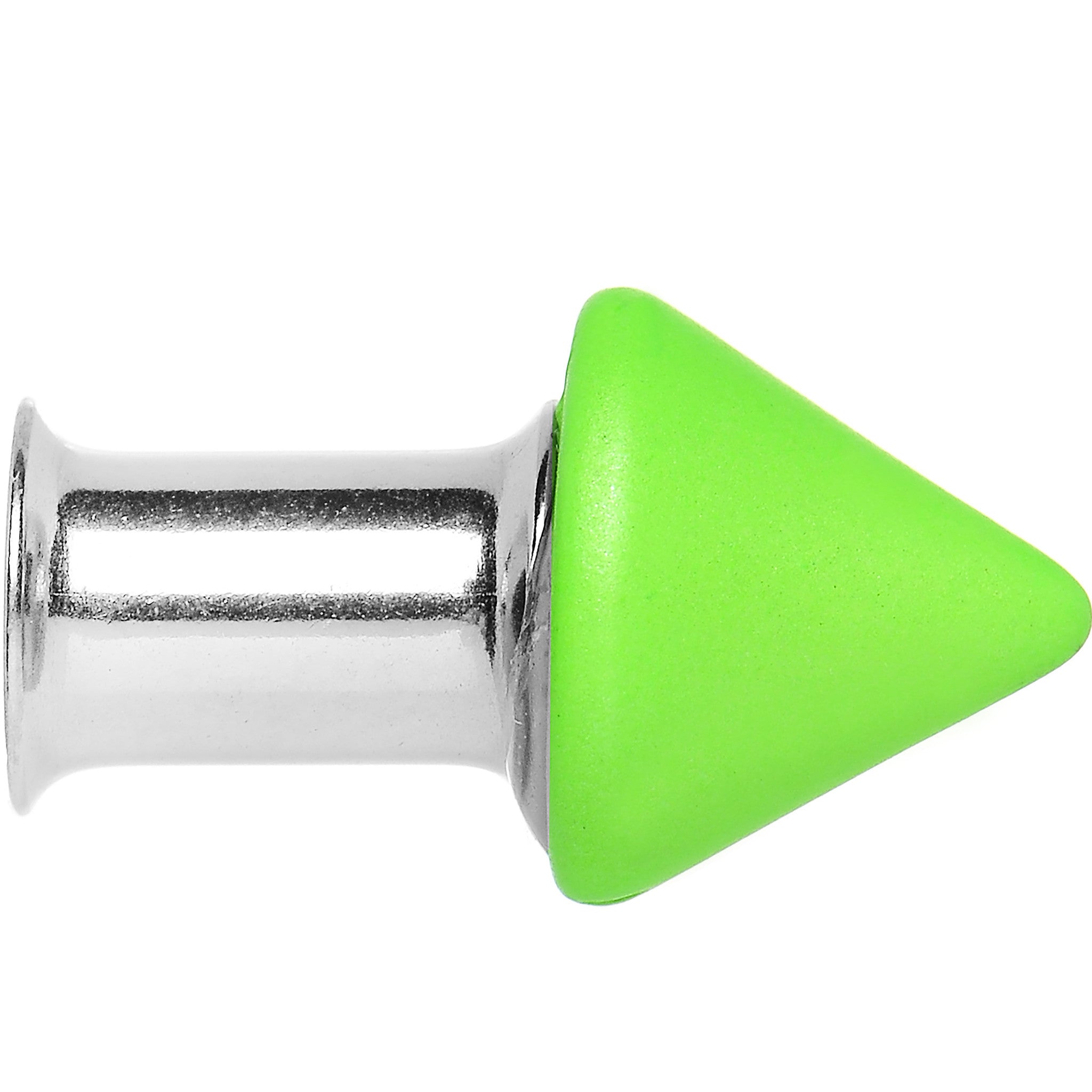 2 Gauge Green Neon Cone Stainless Steel Plug