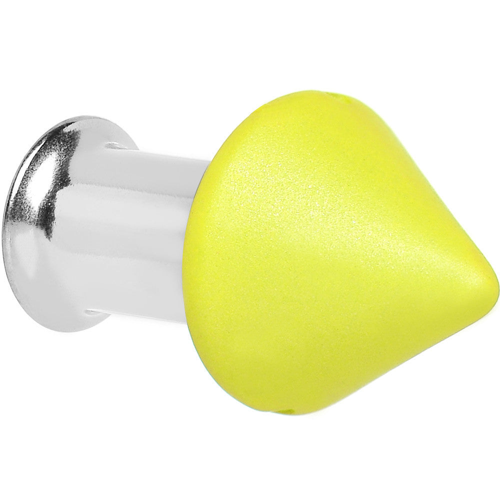 2 Gauge Yellow Neon Cone Stainless Steel Plug