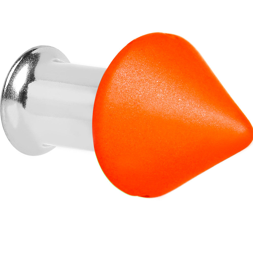 2 Gauge Orange Neon Cone Stainless Steel Plug