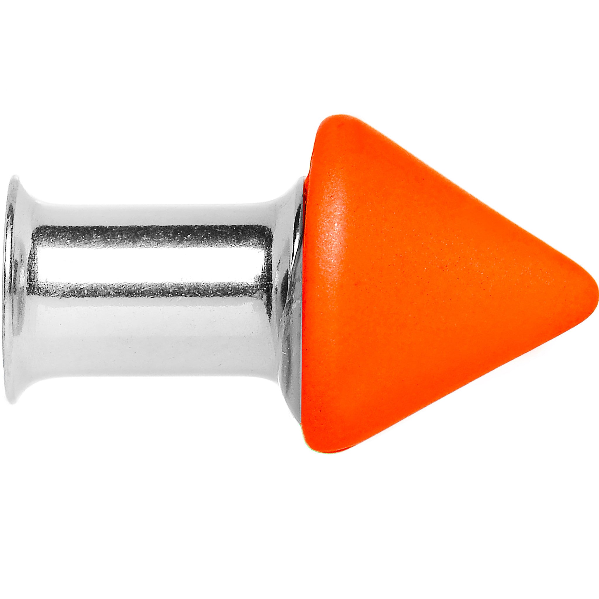 2 Gauge Orange Neon Cone Stainless Steel Plug