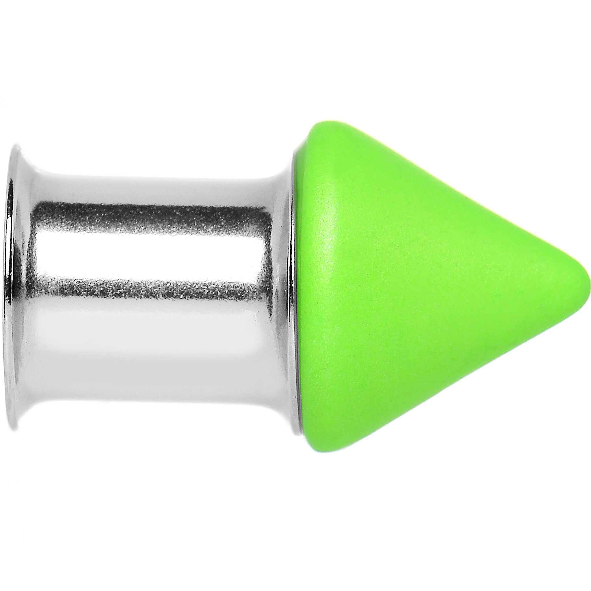 0 Gauge Green Neon Cone Stainless Steel Plug