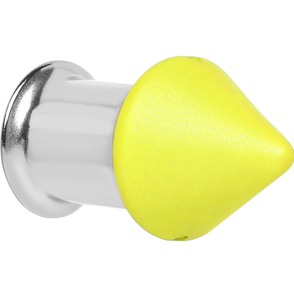 0 Gauge Yellow Neon Cone Stainless Steel Plug