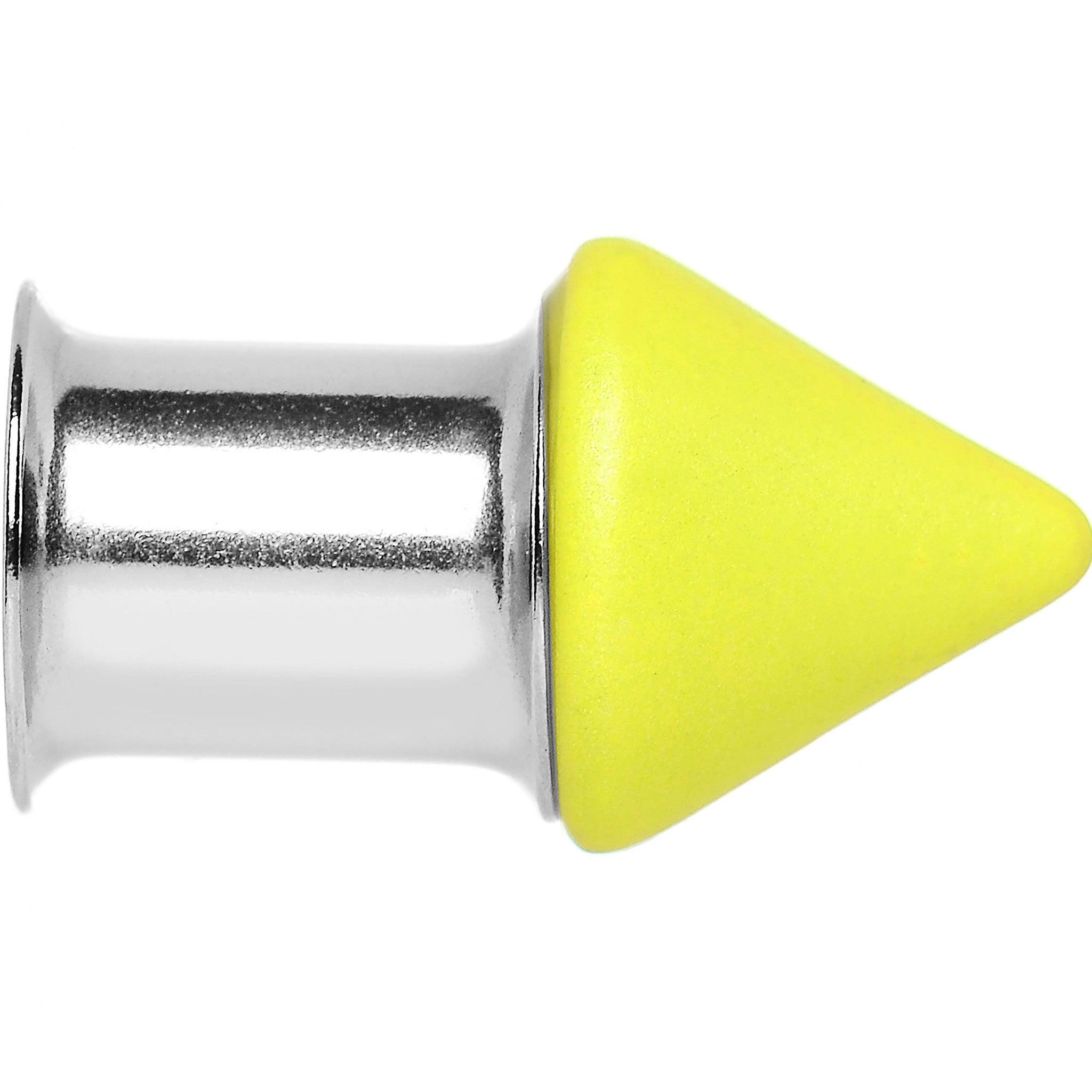 0 Gauge Yellow Neon Cone Stainless Steel Plug