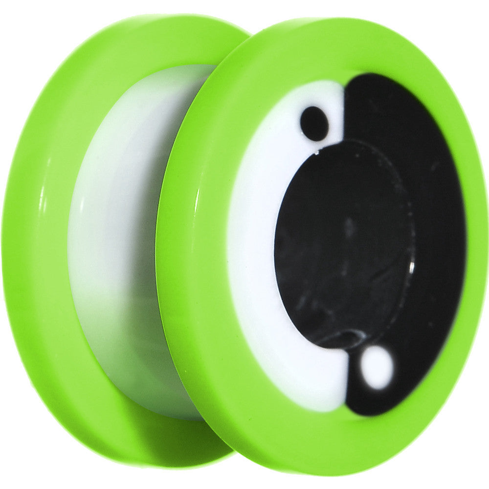 9/16 Green Neon Acrylic Modern Yin Yang Screw Fit Tunnel Plug