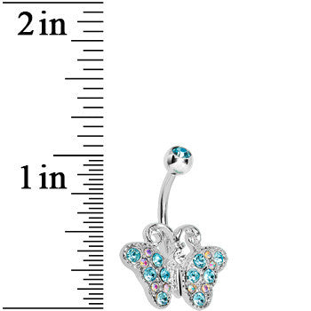 Blue Gem Encrusted Beautiful Butterfly Belly Ring