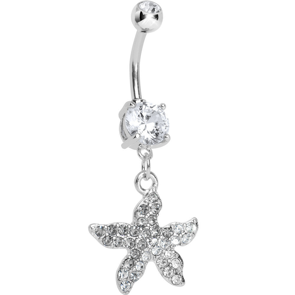 Clear Gem Gradient Starfish Belly Ring