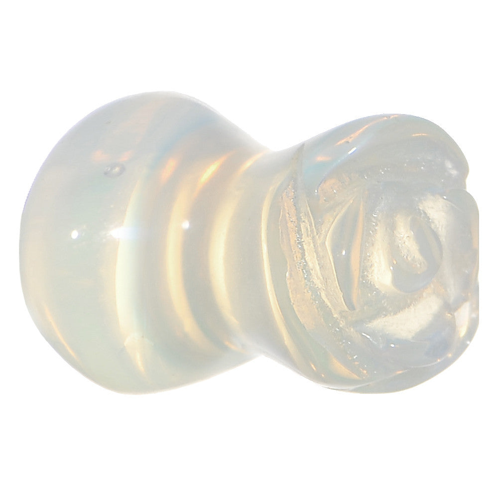 2 Gauge Natural Opalite Blooming Flower Stone Saddle Plug