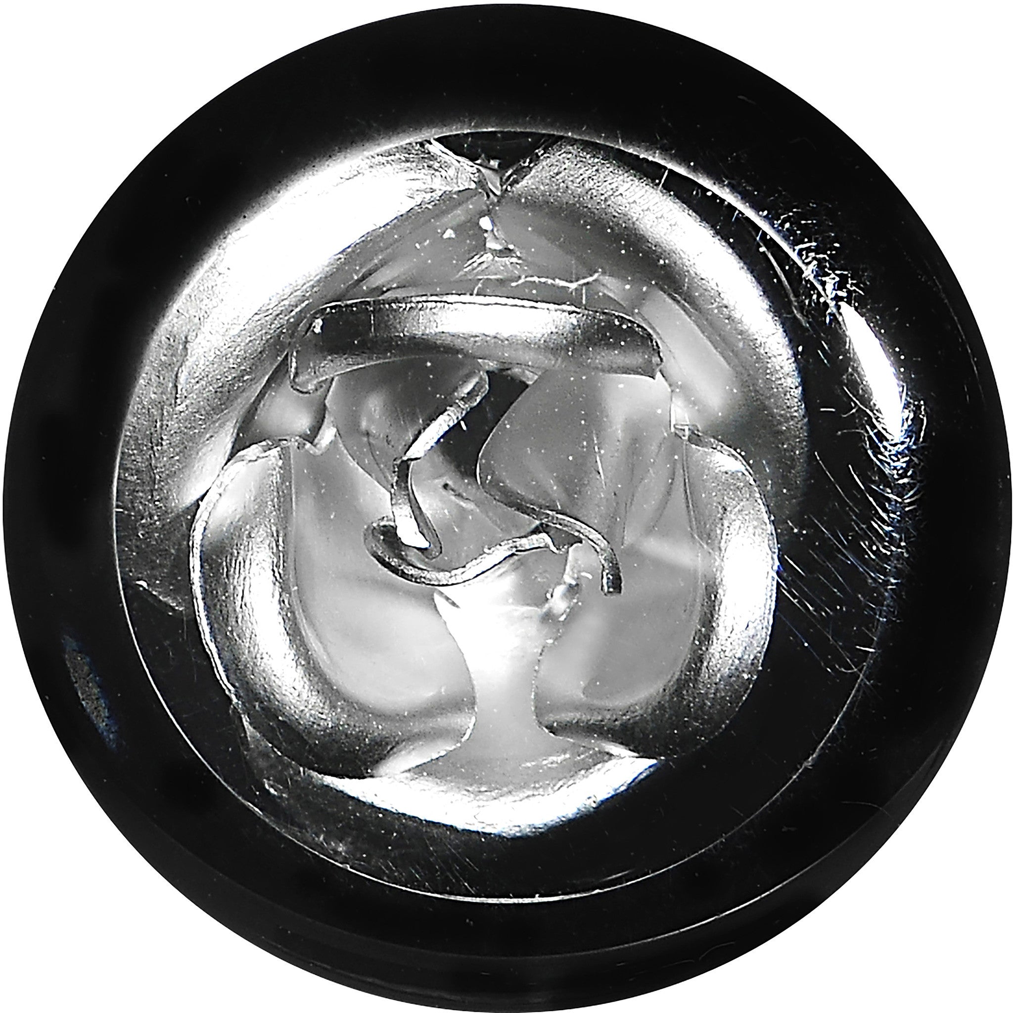 5/8 Black Acrylic Silver Metallic Rose Flower Plug