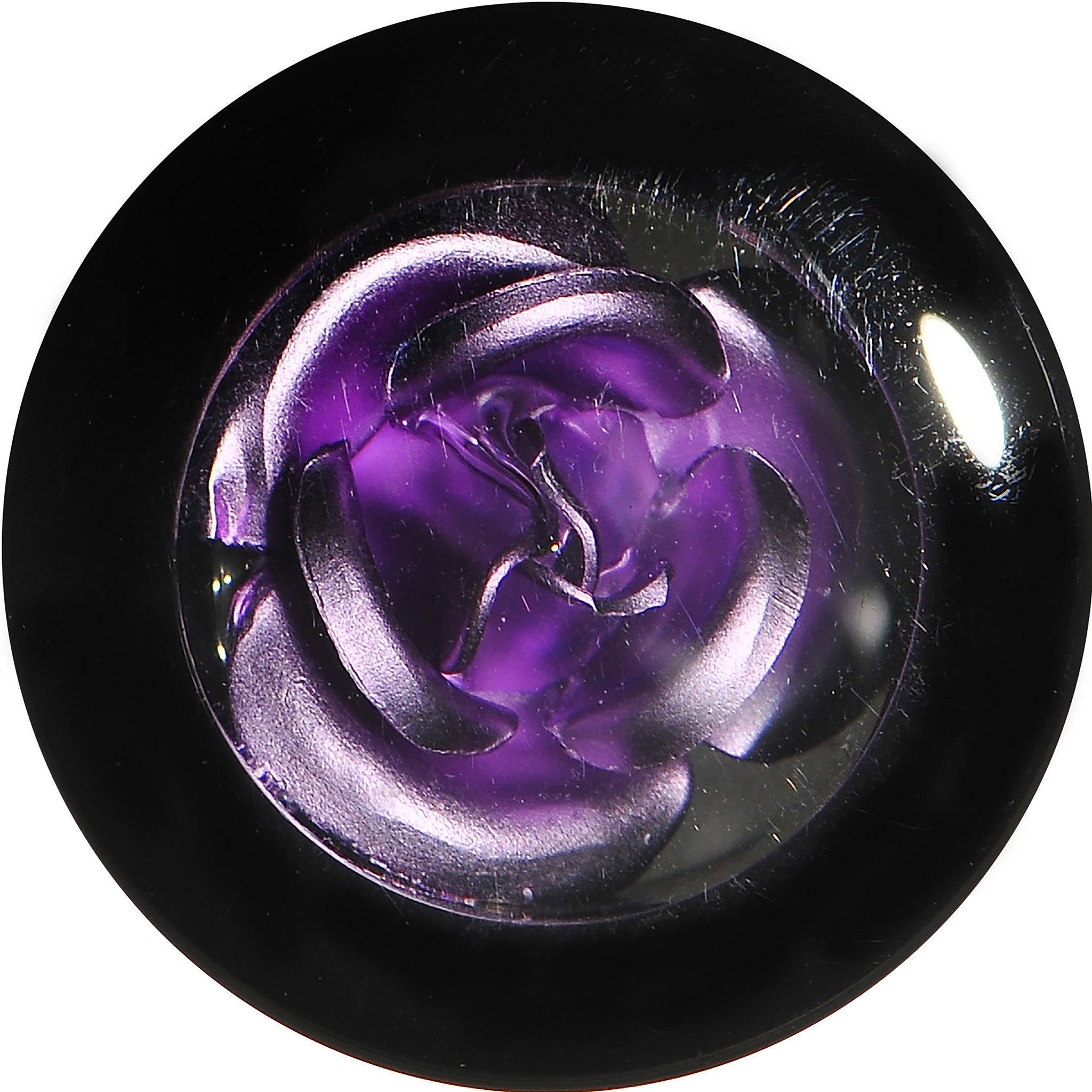 5/8 Black Acrylic Purple Metallic Rose Flower Plug