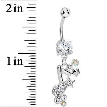 Clear Jeweled Rock star Music Note Belly Button Ring