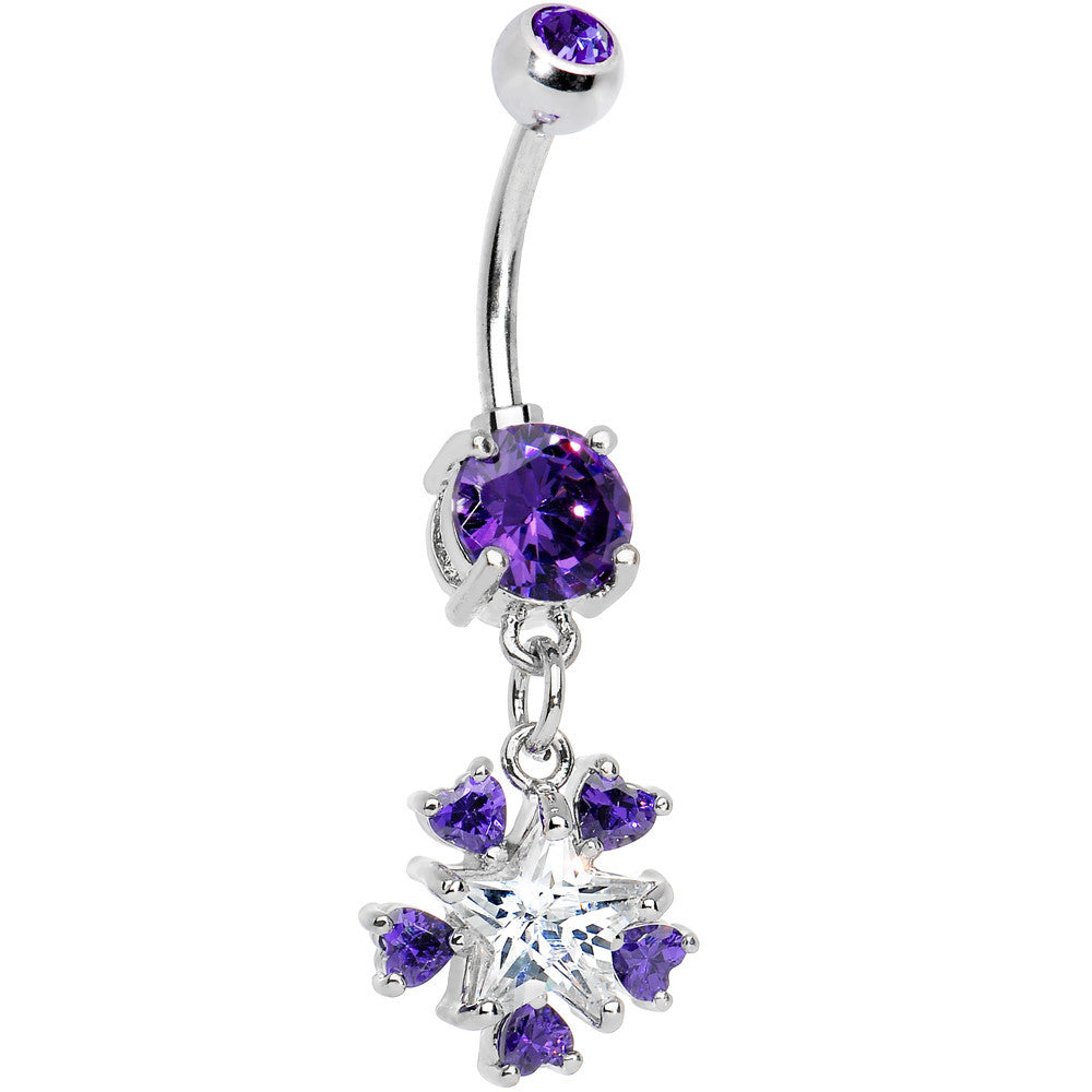 Purple Double Gem Sparkling Star Gazer Belly Ring