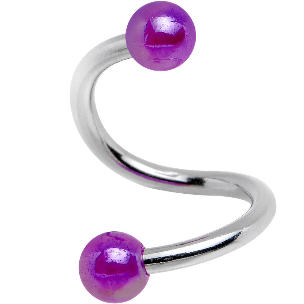 16 Gauge 5/16 Iridescent Purple Acrylic Ball Spiral Twister Ring