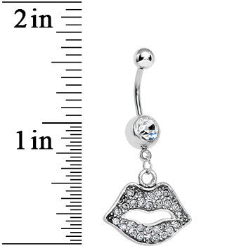 Crystalline Gem Kiss Lips Dangle Belly Ring