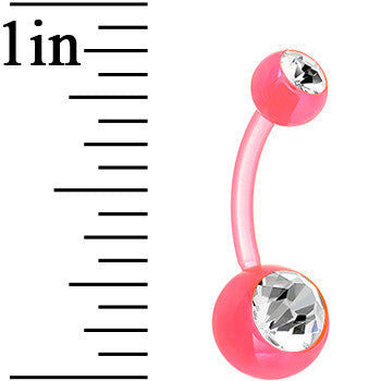 Crystalline Double Gem Pink Acrylic UV Belly Ring