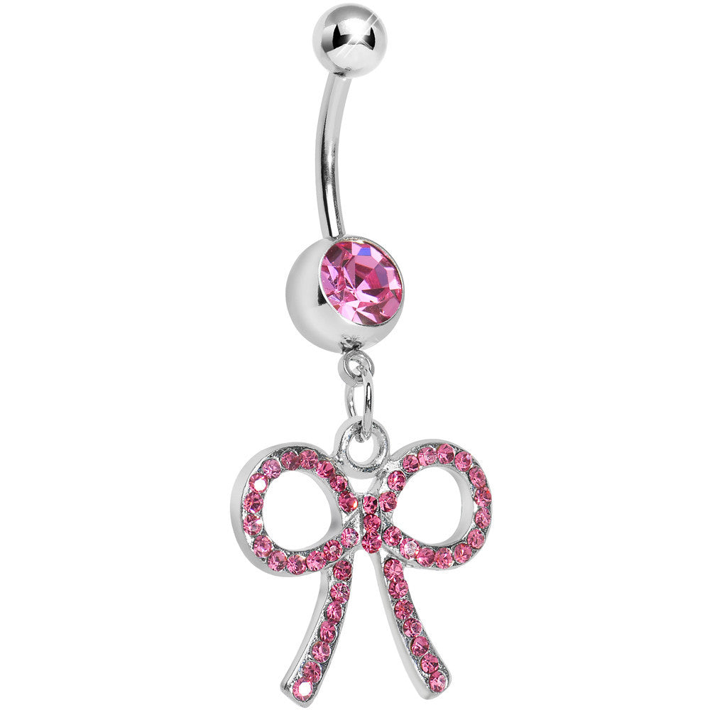 Pink Gem Dazzling Bow Belly Ring