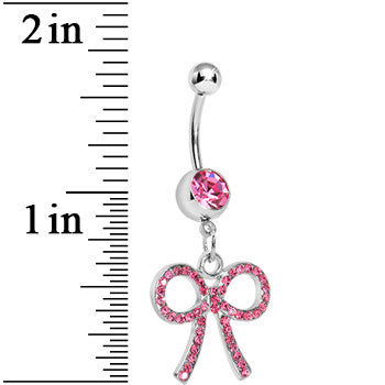 Pink Gem Dazzling Bow Belly Ring