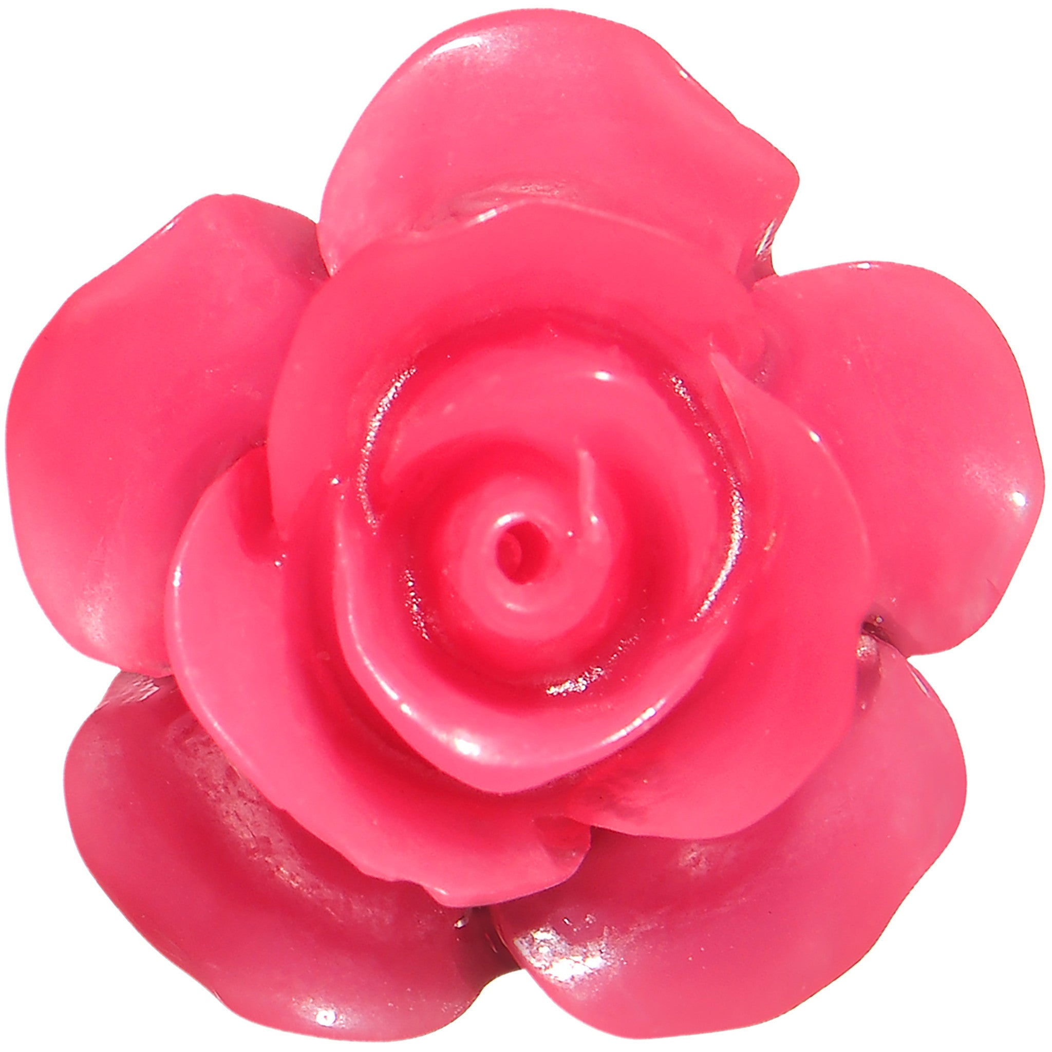 2 Gauge Acrylic Black Neon Pink Rose Flower Saddle Plug