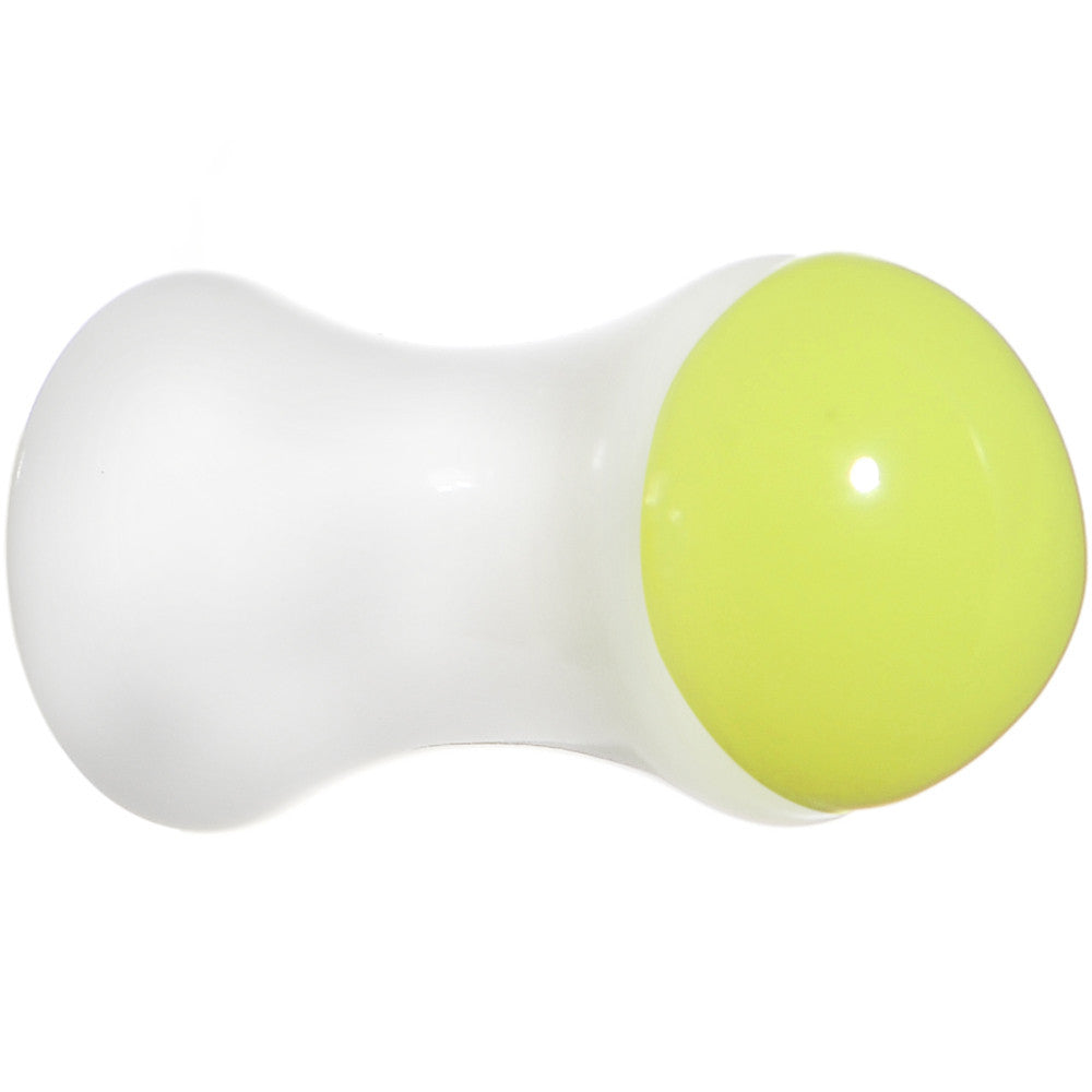 4 Gauge White Neon Yellow Acrylic Saddle Plug