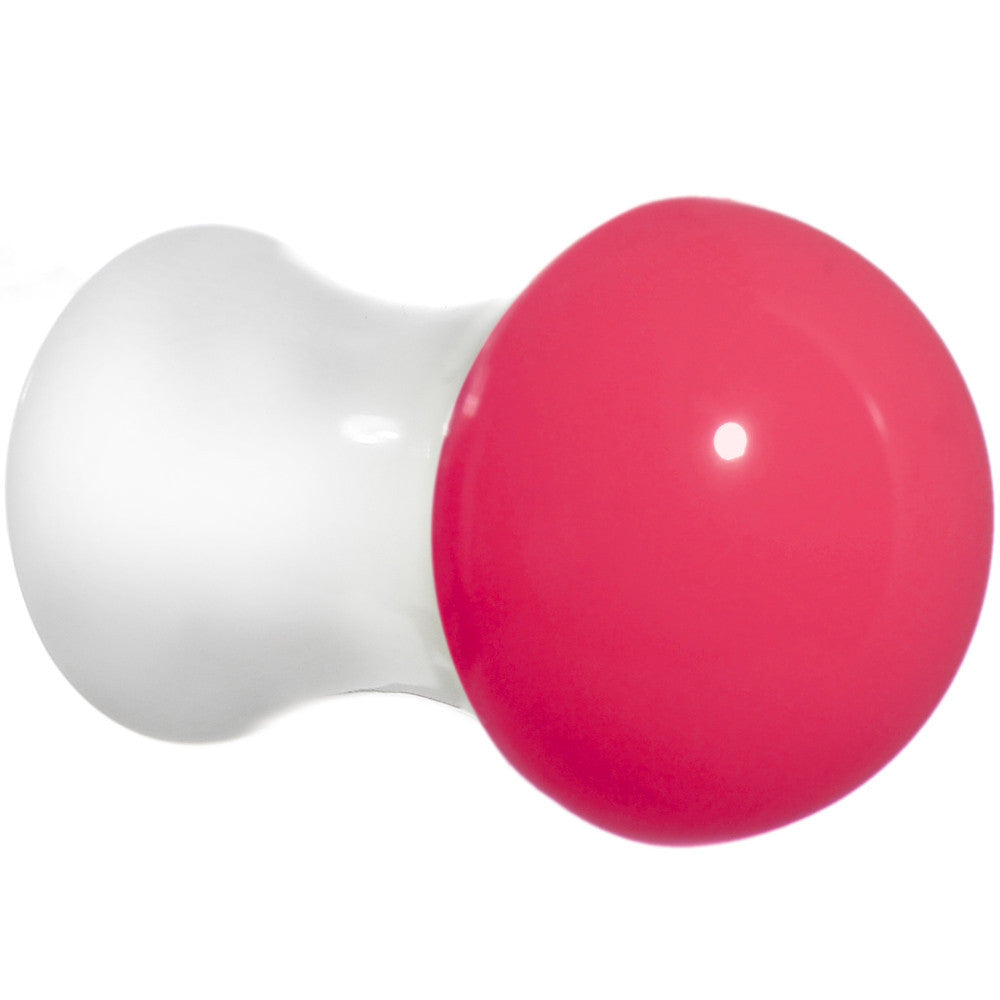 2 Gauge White Neon Pink Acrylic Saddle Plug