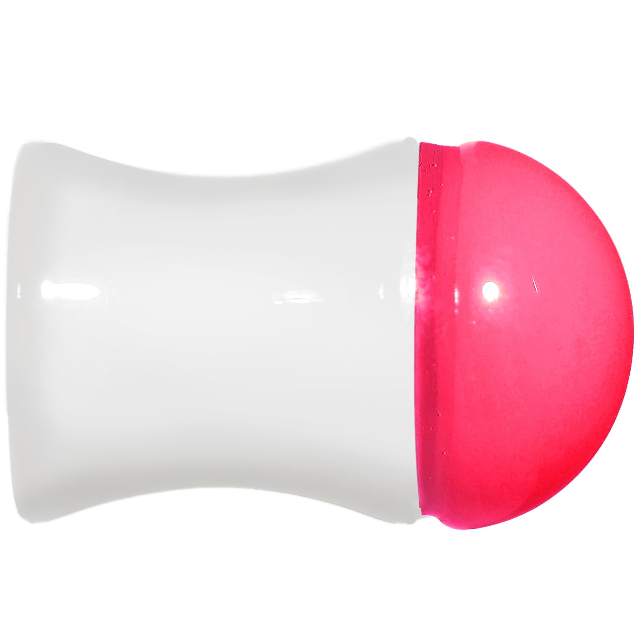 0 Gauge White Neon Pink Acrylic Saddle Plug