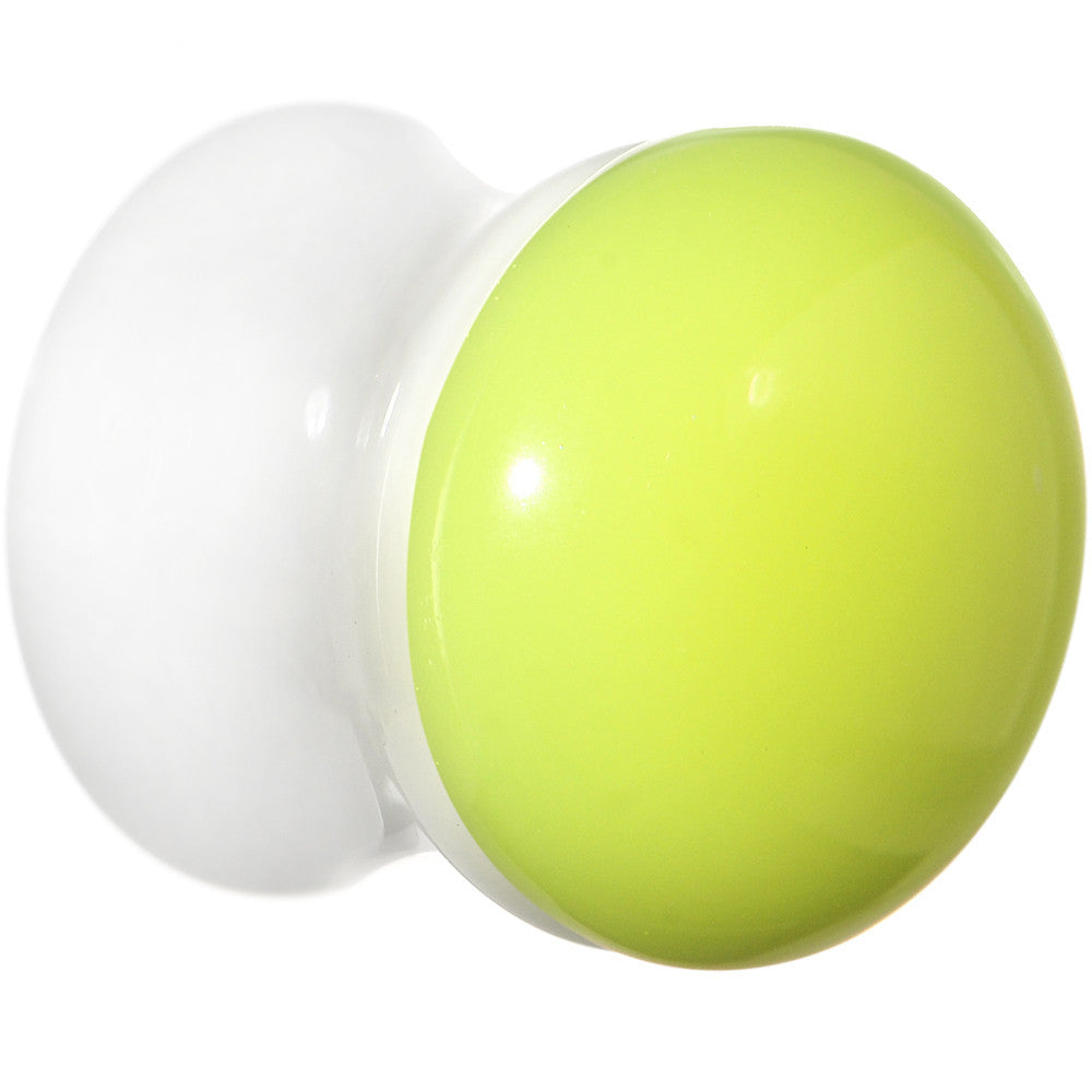 1/2 White Neon Yellow Acrylic Saddle Plug