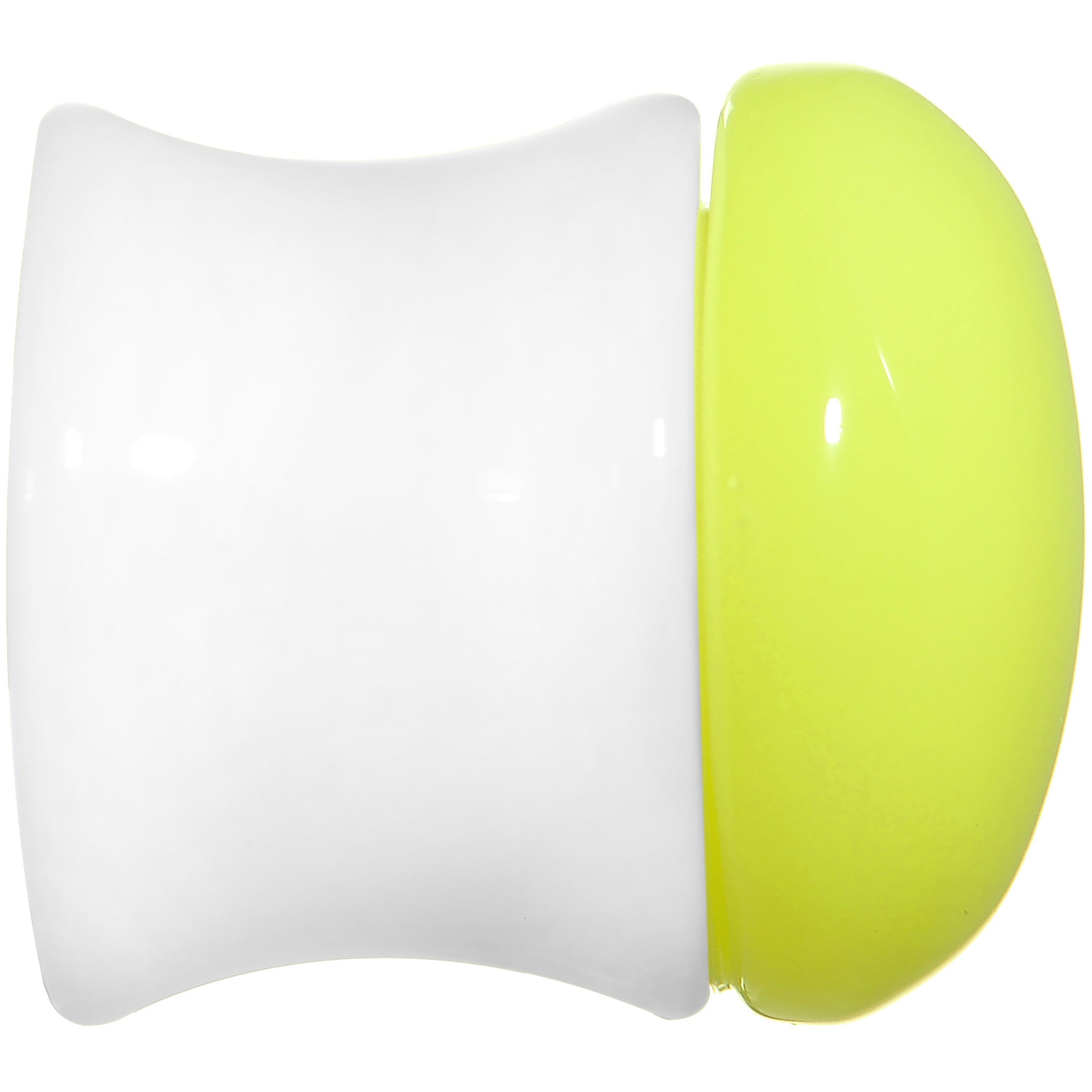 1/2 White Neon Yellow Acrylic Saddle Plug