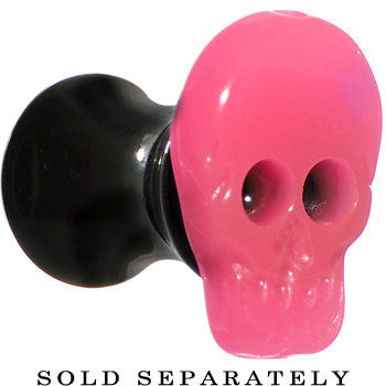 4 Gauge Acrylic Neon Pink Skull Saddle Plug