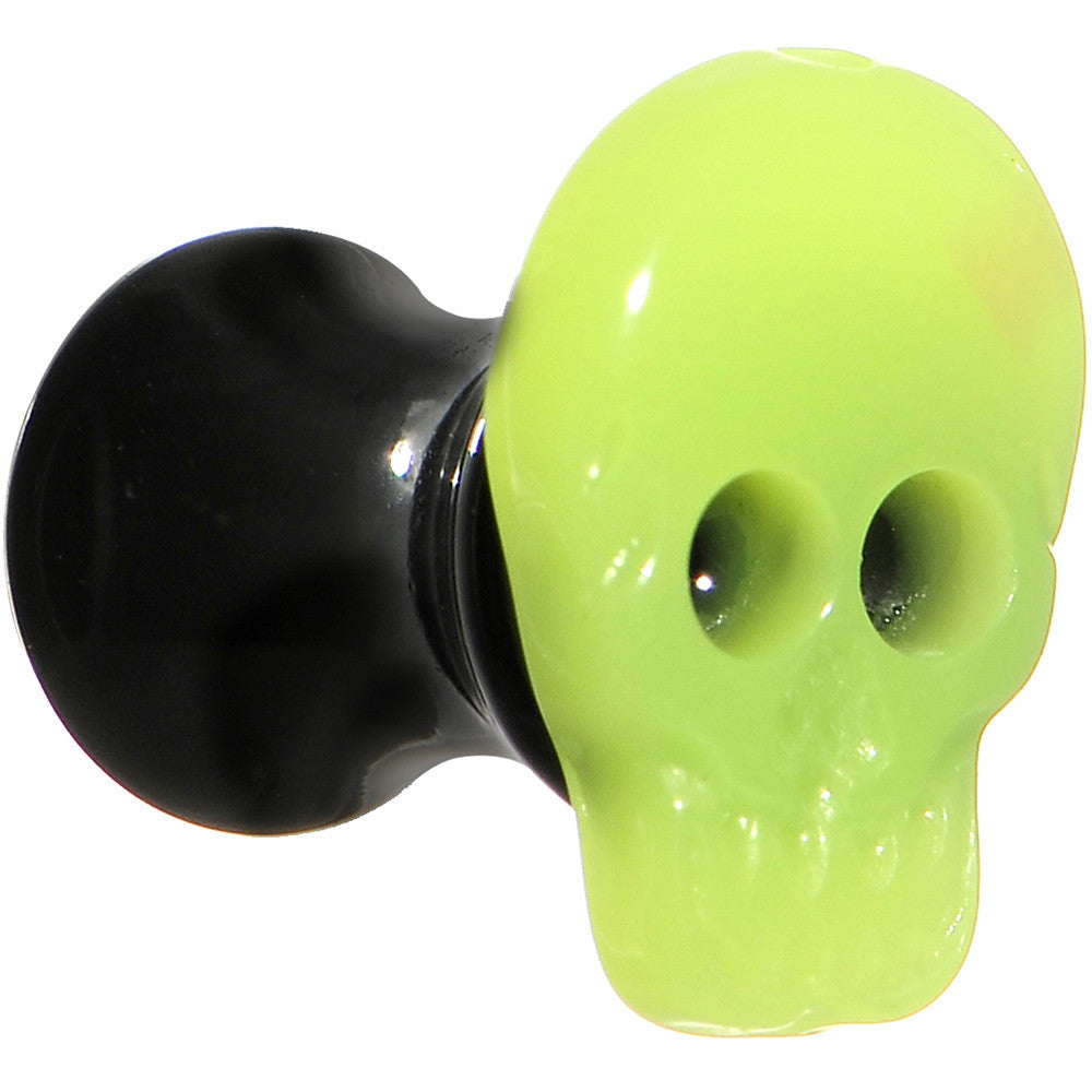 4 Gauge Acrylic Neon Yellow Skull Saddle Plug