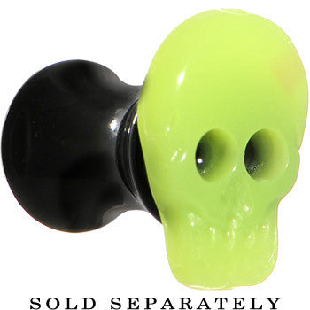 4 Gauge Acrylic Neon Yellow Skull Saddle Plug