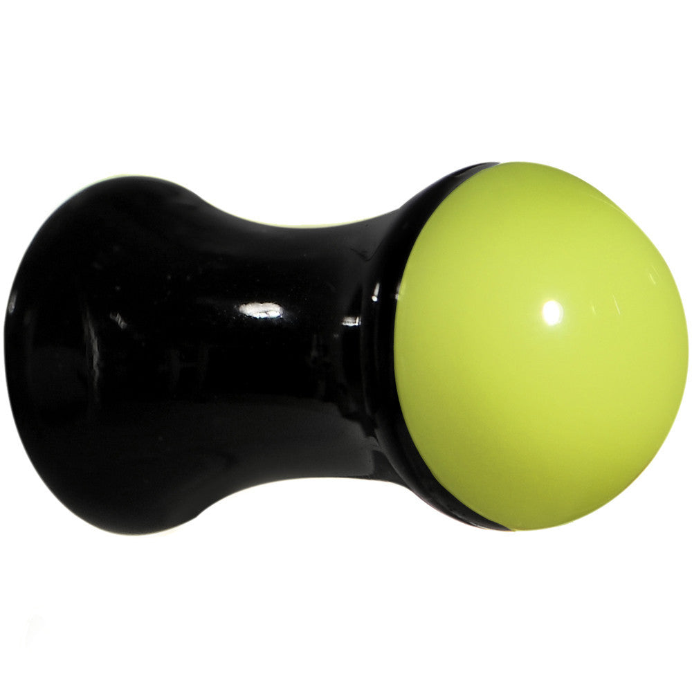 4 Gauge Black Neon Yellow Acrylic Saddle Plug