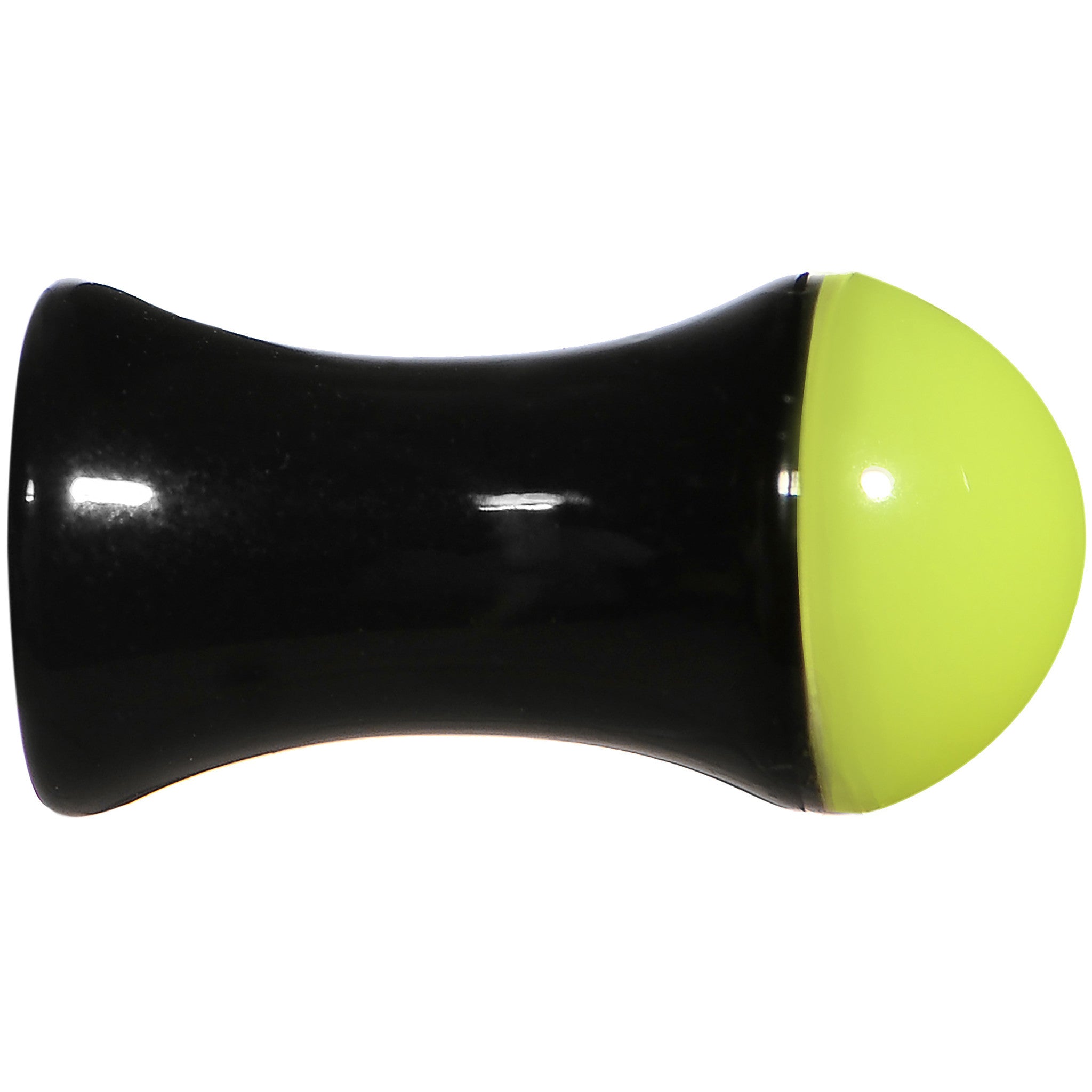 4 Gauge Black Neon Yellow Acrylic Saddle Plug