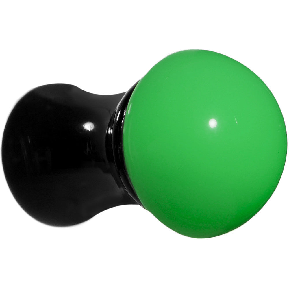 2 Gauge Black Neon Green Acrylic Saddle Plug