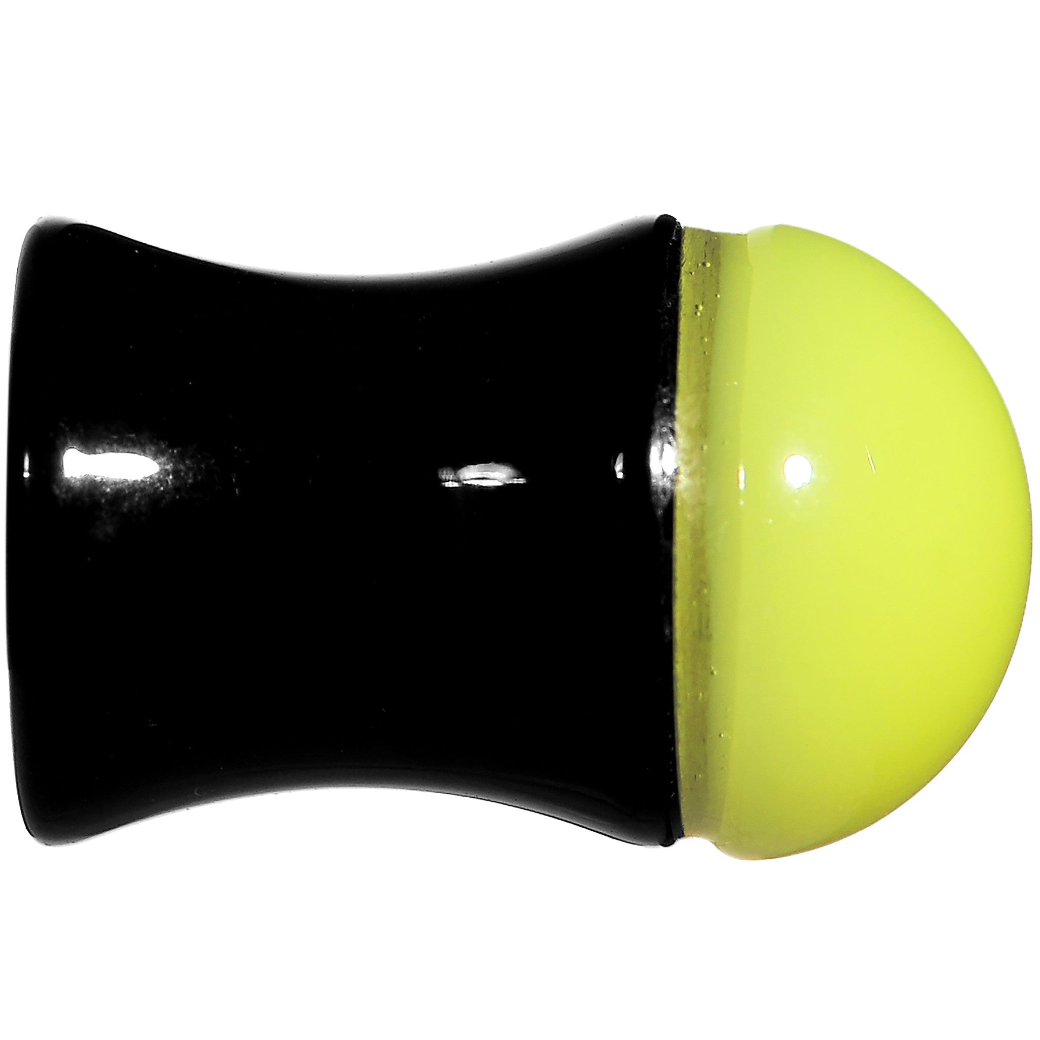 0 Gauge Black Neon Yellow Acrylic Saddle Plug