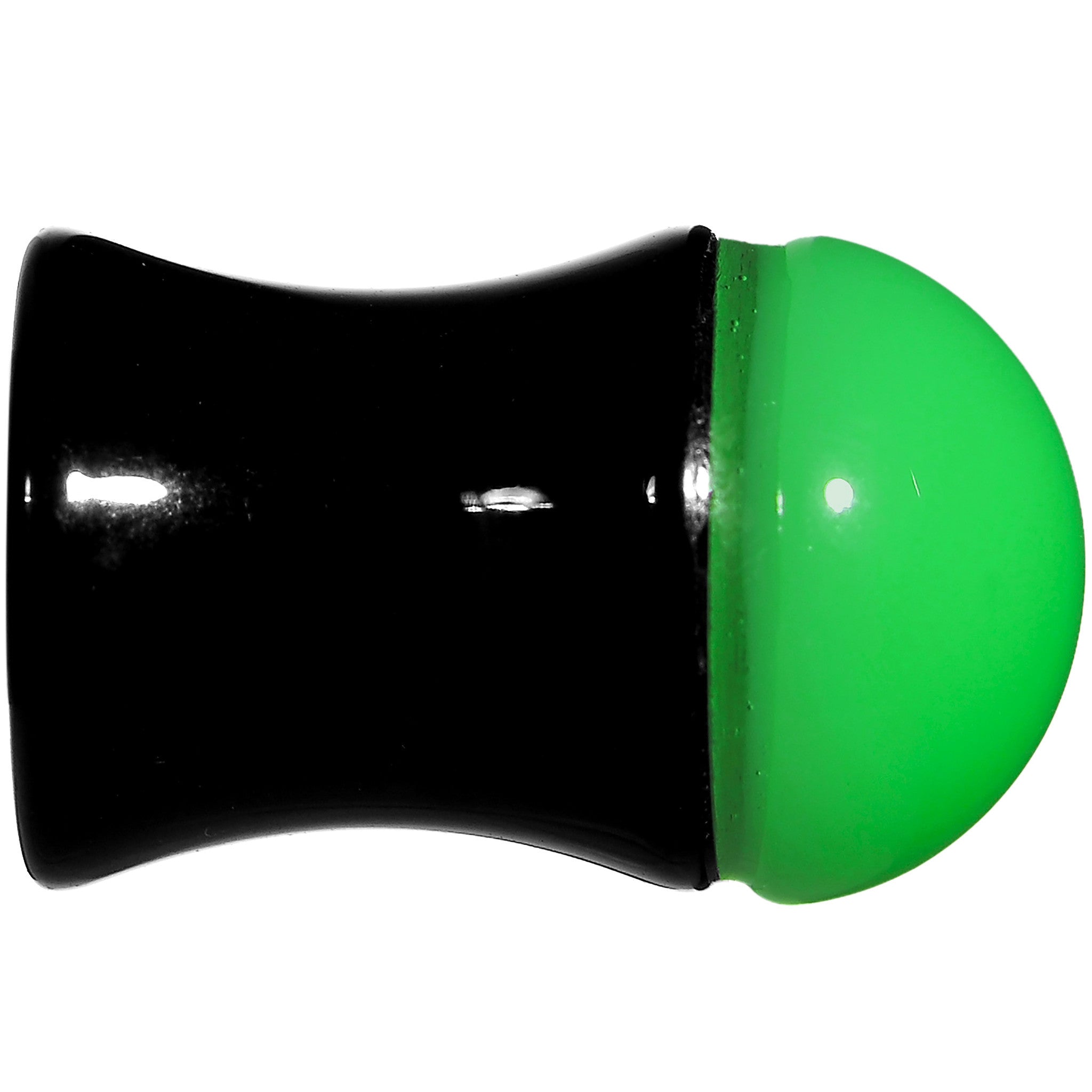 0 Gauge Black Neon Green Acrylic Saddle Plug