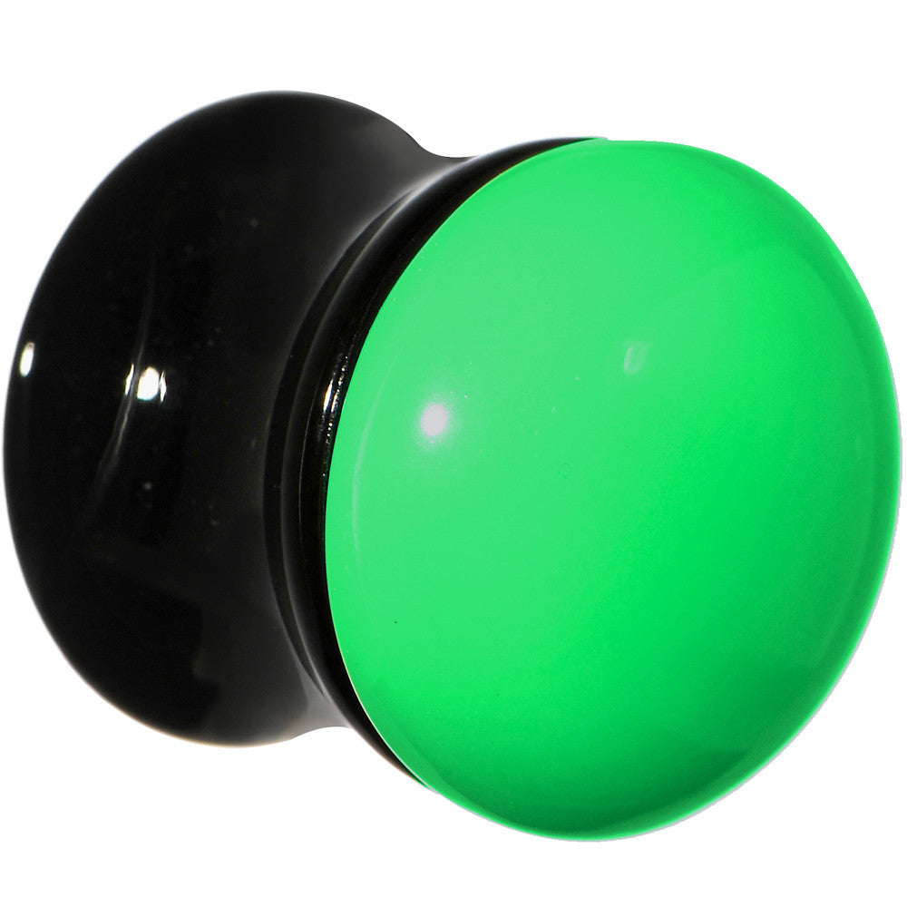 1/2 Black Neon Green Acrylic Saddle Plug