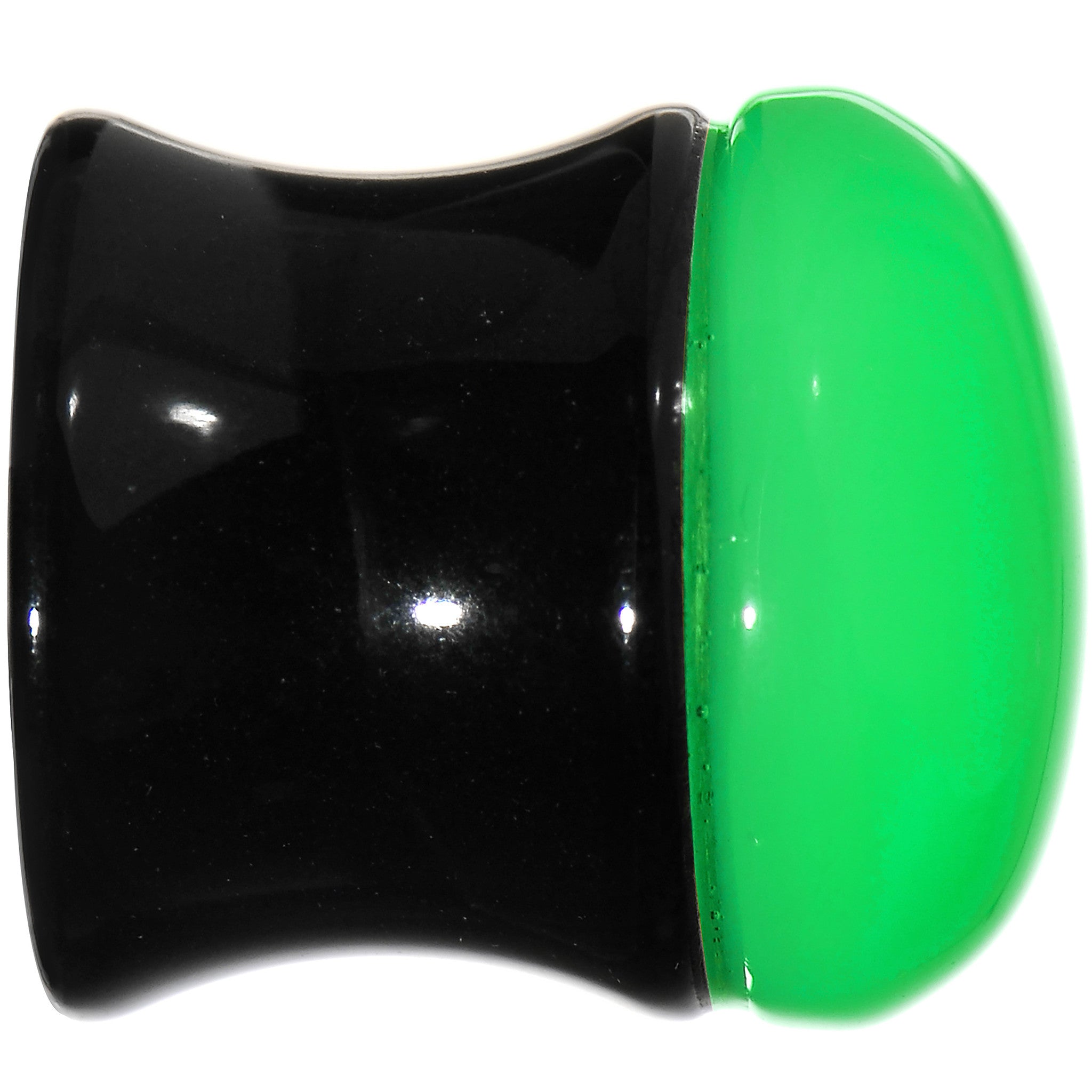 1/2 Black Neon Green Acrylic Saddle Plug