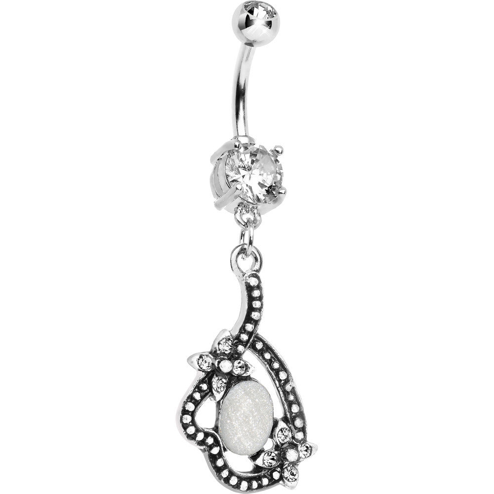 Double Clear Gem Love's Path Dangle Belly Ring