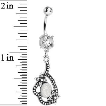 Double Clear Gem Love's Path Dangle Belly Ring