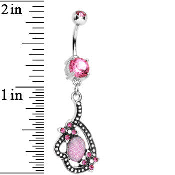 Double Pink Gem Love's Path Dangle Belly Ring