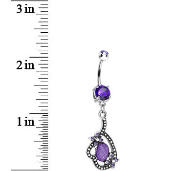 Double Violet Gem Love's Path Dangle Belly Ring