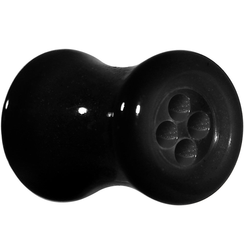 2 Gauge Acrylic Black Button Saddle Plug