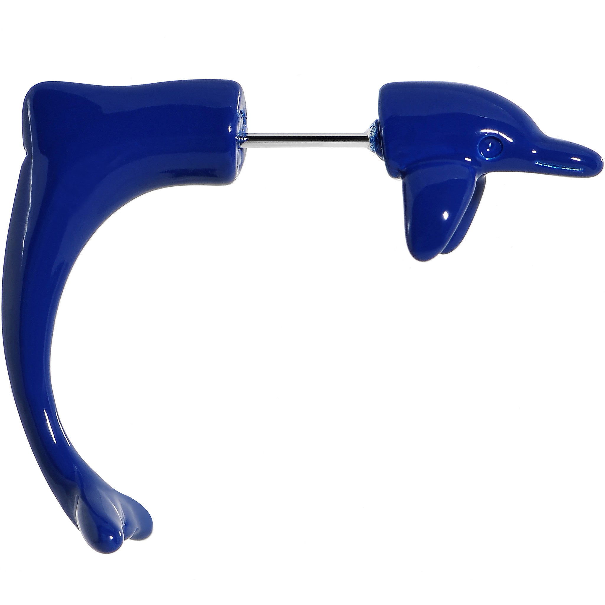 Blue Acrylic Leaping Dolphin Fake Taper Ear Plug