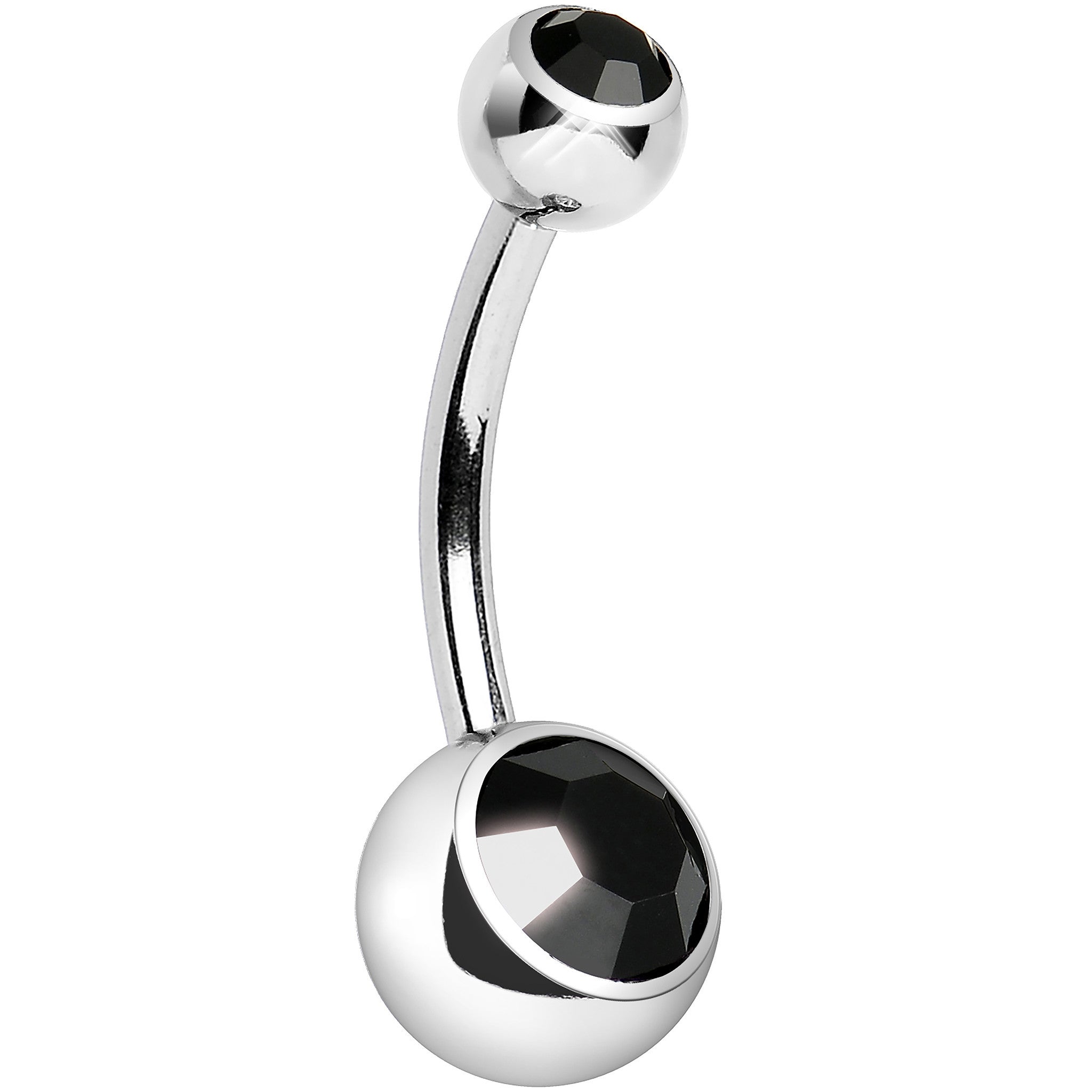 Internally Threaded Black Double Gem Belly Ring 11mm