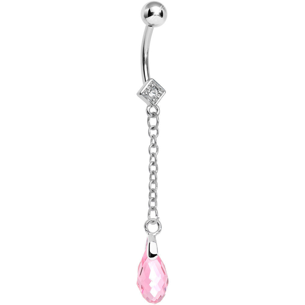 Chic Pink Gem Chain Dangle Belly Ring