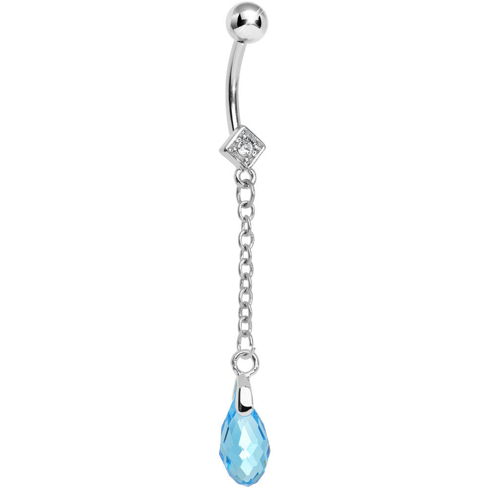 Chic Aqua Gem Chain Dangle Belly Ring